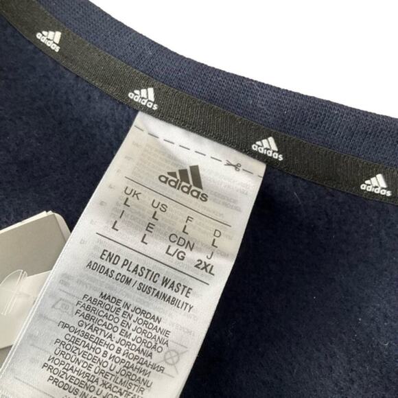 Adidas Men’s Fleece Sweatshirt Blue Size Large NWT - Picture 3 of 9